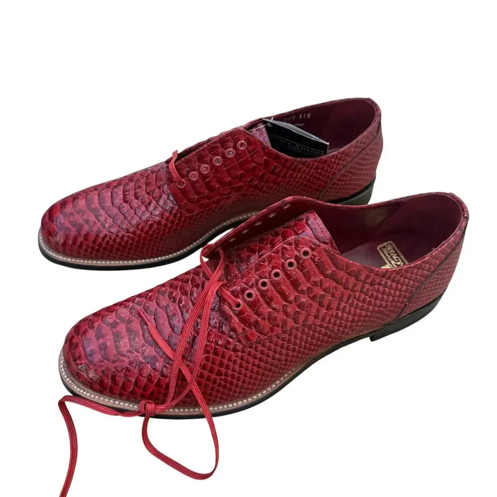 Stacy Adams Madison Anaconda Print Leather Shoes Red 00055-600 Size 10 D